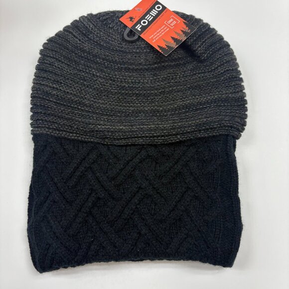 Hat -Reversible Slouchy Oversized Baggy Winter Beanie - Blk/GY - Unisex - NWT - Picture 1 of 7